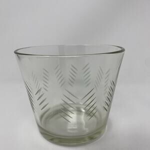 small glass etched ice bucket MCM vintage barware